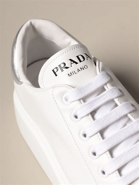 prada sneakers white and grey|prada white platform sneakers.